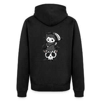 Chat avec faux de style gothique effrayant - Veste à capuche bio Premium Unisexe - noir - Dos - Nico (187cm)