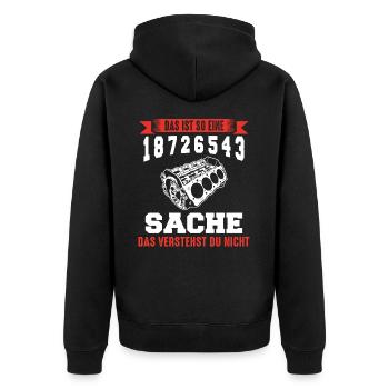 V8 Motor 8 Zylinder Hubraum Auto Tuning Tuner - Unisex Premium Bio Zip Hoodie - Schwarz - Hinten - Nico (187cm)