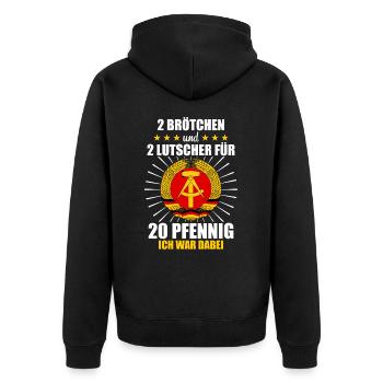 Ostdeutschland Osten Ossi DDR Heimat Ostblock - Unisex Premium Bio Zip Hoodie - Schwarz - Hinten - Nico (187cm)