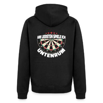 Dart Darts Dartspieler Dartsport - Unisex Premium Bio Zip Hoodie - Schwarz - Hinten - Nico (187cm)