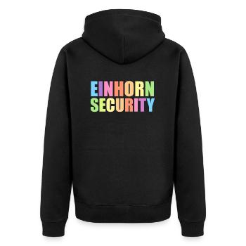 Einhorn Einhörner Fabelwesen Mystisch - Unisex Premium Bio Zip Hoodie - Schwarz - Hinten - Nico (187cm)