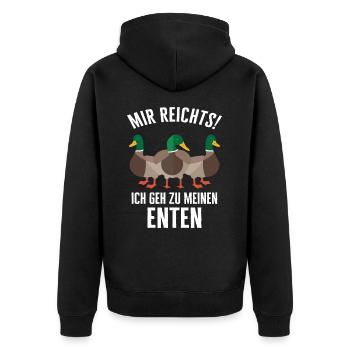 Stockente Entenvögel Ente Dunkelente Vogel - Unisex Premium Bio Zip Hoodie - Schwarz - Hinten - Nico (187cm)