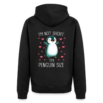 Pinguin Pinguine Tier - Unisex Premium Bio Zip Hoodie - Schwarz - Hinten - Nico (187cm)
