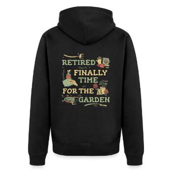 Rentner Ruhestand Rente Pensionierung - Unisex Premium Bio Zip Hoodie - Schwarz - Hinten - Nico (187cm)