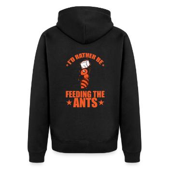 I'd rather be feeding the Ants Insekten - Unisex Premium Bio Zip Hoodie - Schwarz - Hinten - Nico (187cm)