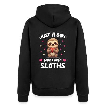 Faultier Faultiere Schlafen Faul - Unisex Premium Bio Zip Hoodie - Schwarz - Hinten - Nico (187cm)