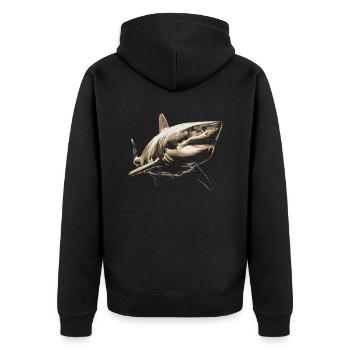 Hai Ozean Tigerhai Tier Fisch - Unisex Premium Bio Zip Hoodie - Schwarz - Hinten - Nico (187cm)
