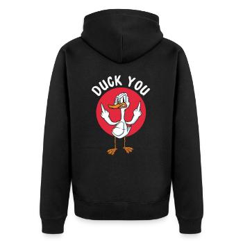 Duck, Duck, Bird, Animal, Quack - Unisex Premium Organic Zip Hoodie - black - Back - Nico (187cm)