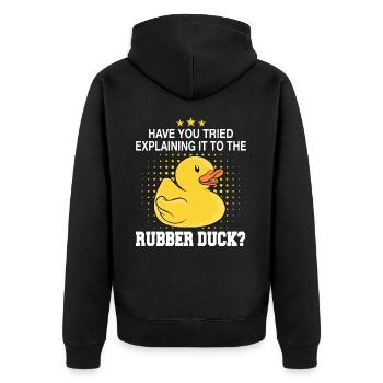 Rubber Ducks Bathroom Yellow Duck - Unisex Premium Organic Zip Hoodie - black - Back - Nico (187cm)