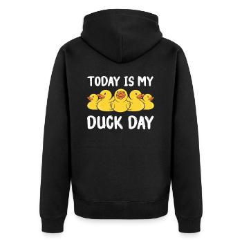 Rubber Ducks Bathroom Yellow Duck - Unisex Premium Organic Zip Hoodie - black - Back - Nico (187cm)