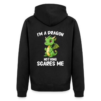 Drache Mystisch Drachen Fantasie - Unisex Premium Bio Zip Hoodie - Schwarz - Hinten - Nico (187cm)