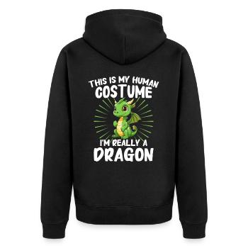 Drache Mystisch Drachen Fantasie - Unisex Premium Bio Zip Hoodie - Schwarz - Hinten - Nico (187cm)