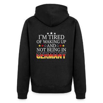 Deutschland Deutscher Flagge Nation Land - Unisex Premium Bio Zip Hoodie - Schwarz - Hinten - Nico (187cm)