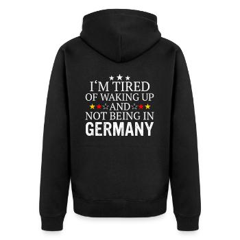 Deutschland Deutscher Flagge Nation Land - Unisex Premium Bio Zip Hoodie - Schwarz - Hinten - Nico (187cm)