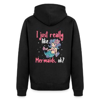 Meerjungfrau Fabel Meerjungfrauen Märchen - Unisex Premium Bio Zip Hoodie - Schwarz - Hinten - Nico (187cm)