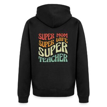 Teacher School Teacher Teacher Teacher - Unisex Premium Organic Zip Hoodie - black - Back - Nico (187cm)