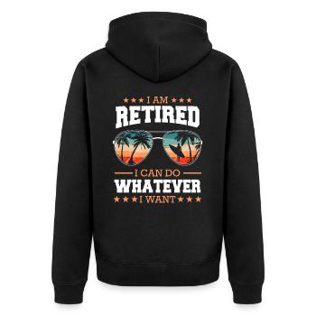 Rentner Ruhestand Rente Pensionierung - Unisex Premium Bio Zip Hoodie - Schwarz - Hinten - Nico (187cm)
