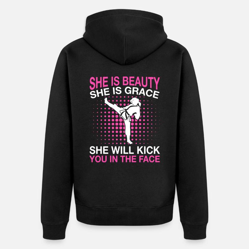 Karate Karatekämpfer Kampfkunst - Unisex Premium Bio Zip Hoodie - Schwarz