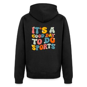 Lehrer Schule Lehrkraft Lehramt Lehrerin - Unisex Premium Bio Zip Hoodie - Schwarz - Hinten - Nico (187cm)
