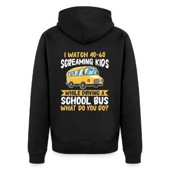 Bus Busfahrer Schulbus - Unisex Premium Bio Zip Hoodie - Schwarz - Hinten - Nico (187cm)