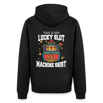 Kasino Glückspiel Casino Las Vegas Glückspieler - Unisex Premium Bio Zip Hoodie - Schwarz - Hinten - Nico (187cm)