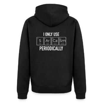 Funny, sarcasm, sarcastic humor, irony - Unisex Premium Organic Zip Hoodie - black - Back - Nico (187cm)