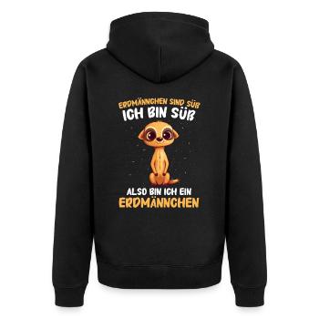 Erdmännchen Scharrtier Tier - Unisex Premium Bio Zip Hoodie - Schwarz - Hinten - Nico (187cm)
