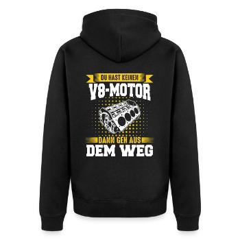 V8 Motor 8 Zylinder Hubraum Auto Tuning Tuner - Unisex Premium Bio Zip Hoodie - Schwarz - Hinten - Nico (187cm)
