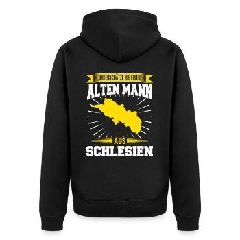 Niederschlesien Oberschlesien Schlesier Polen - Unisex Premium Bio Zip Hoodie - Schwarz - Hinten - Nico (187cm)
