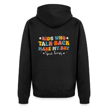 Speech Therapist Speech Therapy Speech Therapy - Unisex Premium Organic Zip Hoodie - black - Back - Nico (187cm)