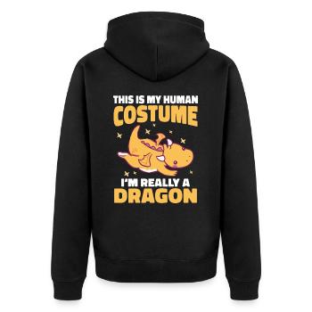 Drache Mystisch Drachen Fantasie - Unisex Premium Bio Zip Hoodie - Schwarz - Hinten - Nico (187cm)