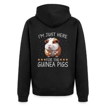 Meerschweinchen - Unisex Premium Bio Zip Hoodie - Schwarz - Hinten - Nico (187cm)