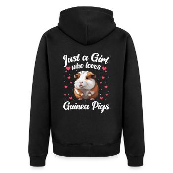 Meerschweinchen - Unisex Premium Bio Zip Hoodie - Schwarz - Hinten - Nico (187cm)