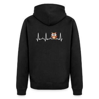 Eule Vogel Tier Eulen - Unisex Premium Bio Zip Hoodie - Schwarz - Hinten - Nico (187cm)