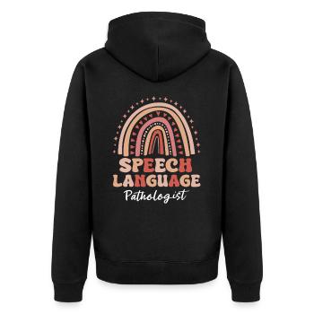 Speech Therapist Speech Therapy Speech Therapy - Unisex Premium Organic Zip Hoodie - black - Back - Nico (187cm)