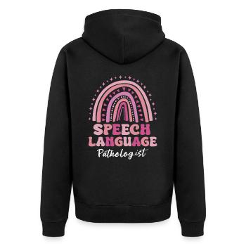 Speech Therapist Speech Therapy Speech Therapy - Unisex Premium Organic Zip Hoodie - black - Back - Nico (187cm)
