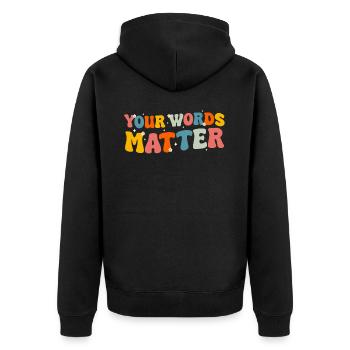 Speech Therapist Speech Therapy Speech Therapy - Unisex Premium Organic Zip Hoodie - black - Back - Nico (187cm)