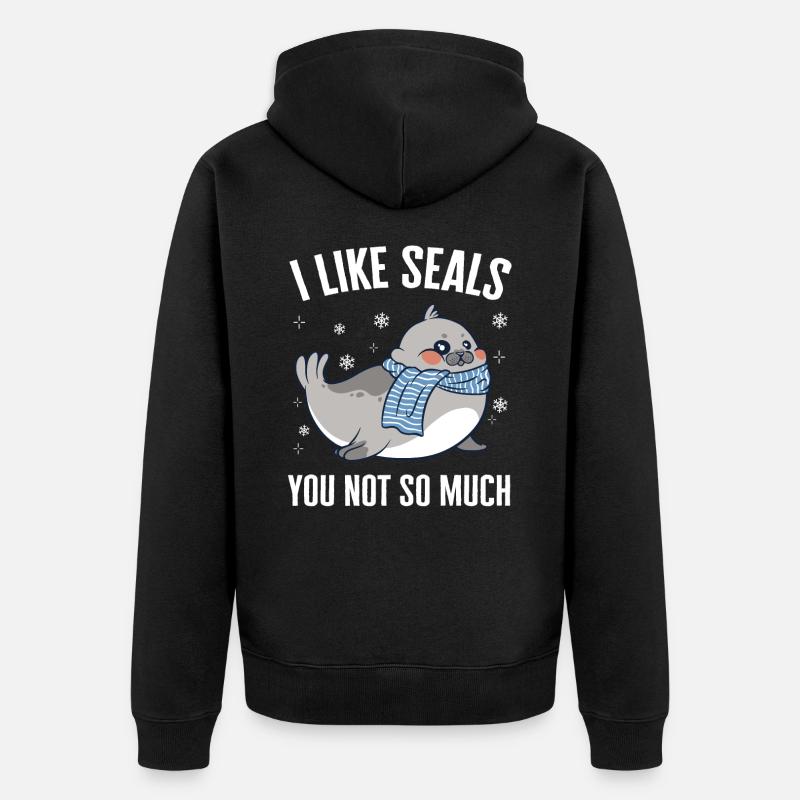 Robbe Robben Tier Seelöwe - Unisex Premium Bio Zip Hoodie - Schwarz
