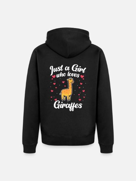 Girafe, Animaux, Afrique, Girafes - Veste à capuche bio Premium Unisexe - noir