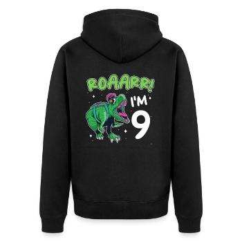 Cadeau 9 ans anniversaire garçon - Veste à capuche bio Premium Unisexe - noir - Dos - Nico (187cm)