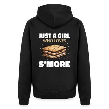 S'more Camping Smores Marshmallow Süßigkeiten - Unisex Premium Bio Zip Hoodie - Schwarz - Hinten - Nico (187cm)