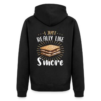 S'more Camping Smores Marshmallow Süßigkeiten - Unisex Premium Bio Zip Hoodie - Schwarz - Hinten - Nico (187cm)