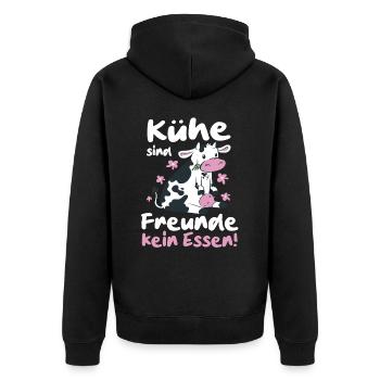 Vegetarier Veganer Tierschutz Tierrecht Veggie - Unisex Premium Bio Zip Hoodie - Schwarz - Hinten - Nico (187cm)