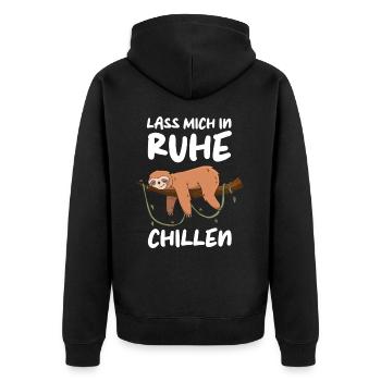 Faultier Faultiere Tier Schlafen Faul - Unisex Premium Bio Zip Hoodie - Schwarz - Hinten - Nico (187cm)