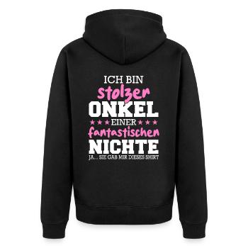 Onkel Patenonkel Familie Großonkel - Unisex Premium Bio Zip Hoodie - Schwarz - Hinten - Nico (187cm)