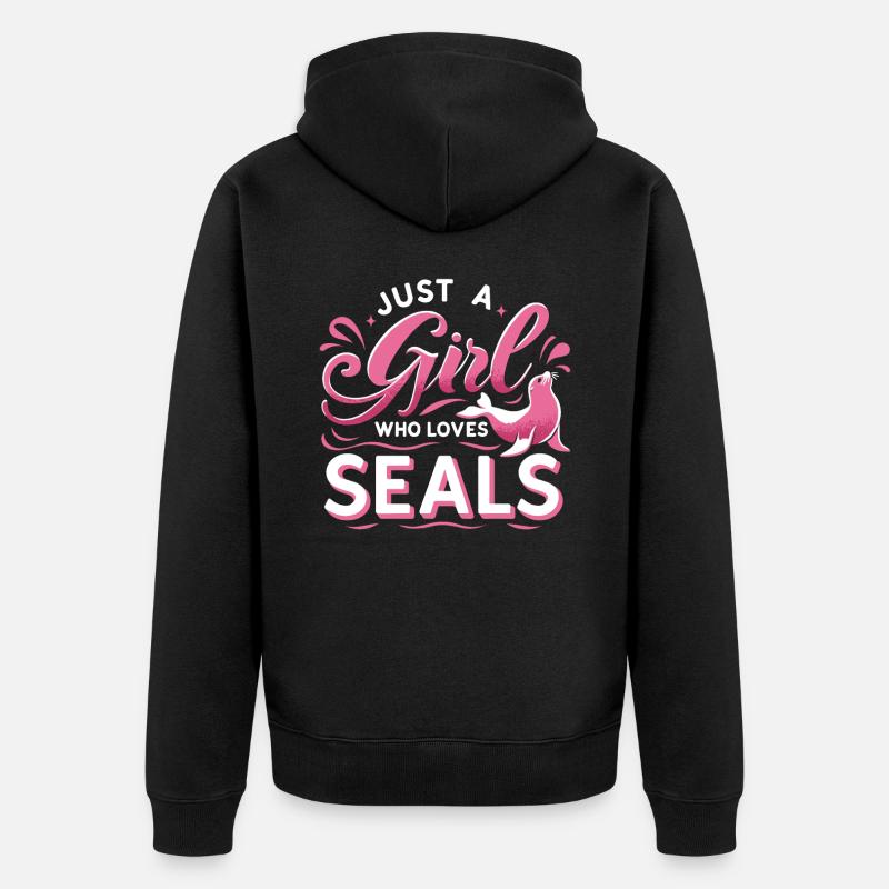 Robbe Robben Tier Seelöwe - Unisex Premium Bio Zip Hoodie - Schwarz