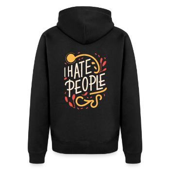 Funny, sarcasm, sarcastic humor, irony - Unisex Premium Organic Zip Hoodie - black - Back - Nico (187cm)
