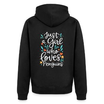 Pinguin Pinguine Tier - Unisex Premium Bio Zip Hoodie - Schwarz - Hinten - Nico (187cm)