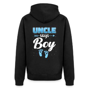 Uncle Fmilie Great-Uncle Uncle's - Unisex Premium Organic Zip Hoodie - black - Back - Nico (187cm)
