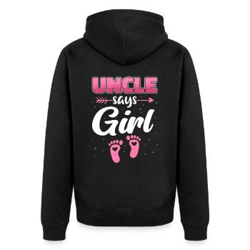 Uncle Fmilie Great-Uncle Uncle's - Unisex Premium Organic Zip Hoodie - black - Back - Nico (187cm)